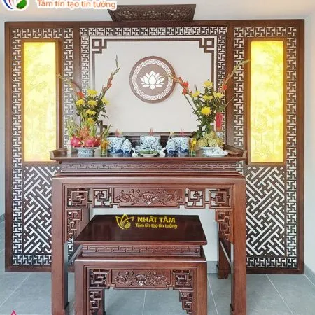 Bàn thờ tổ tiên mẫu Triện Sen cao cấp - BD1008