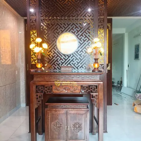 Phòng thờ Tiền Phật Hậu Linh gỗ Hương đẹp - BD1010