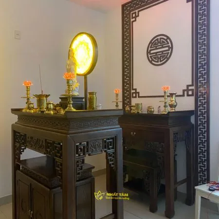 Phòng thờ Tiền Phật Hậu Linh gỗ Hương đẹp - BD1010