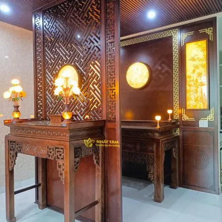 Phòng thờ Tiền Phật Hậu Linh gỗ Hương đẹp - BD1010