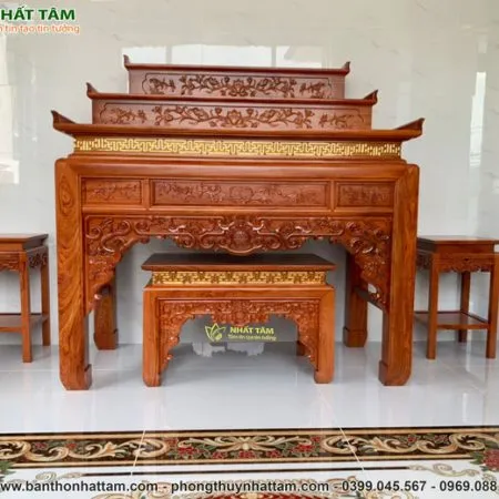 Mẫu Bàn Tam Cấp Gỗ Hương Cao Cấp - BD1018