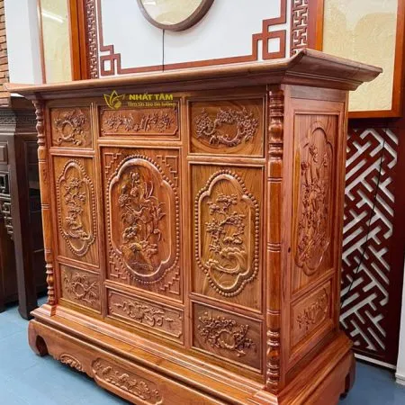 Mẫu Tủ Thờ Tứ Quý Truyền Thống Gỗ Hương - BD1024