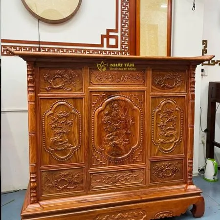 Mẫu Tủ Thờ Tứ Quý Truyền Thống Gỗ Hương - BD1024