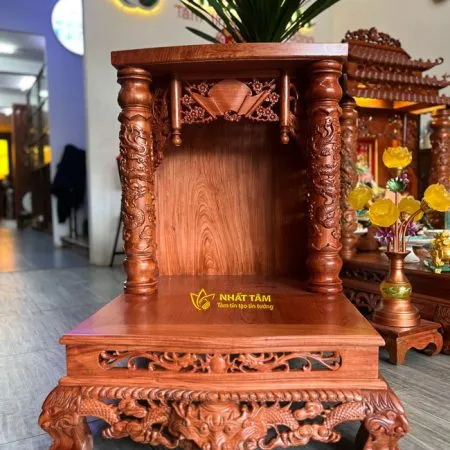 Bàn Thờ Thần Tài Thổ Địa Cột Chạm Rồng VIP - BTTT3001