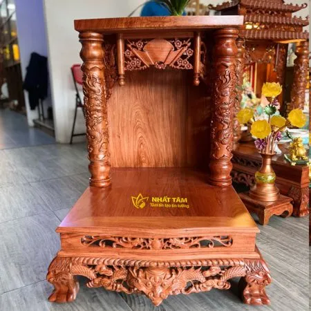 Bàn Thờ Thần Tài Thổ Địa Cột Chạm Rồng VIP - BTTT3001