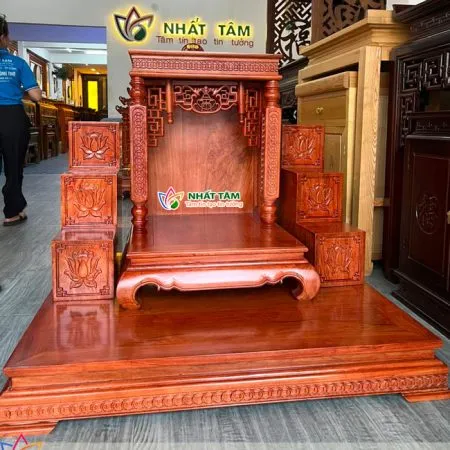 Bộ bàn thờ thần tài thổ địa gỗ hương mái bằng - BTTT3005
