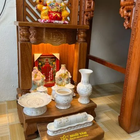 Bàn thờ thần tài thổ địa màu sáng sồi - BTTT3007