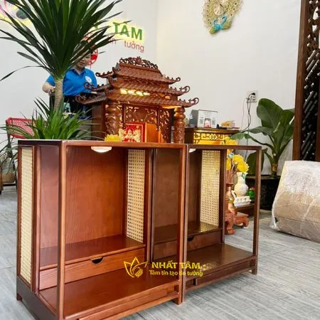 Bàn Thần Tài Gỗ Sồi Phong Cách Nhật - BTTT3012