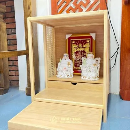 Bàn Thần Tài Gỗ Sồi Phong Cách Nhật - BTTT3012