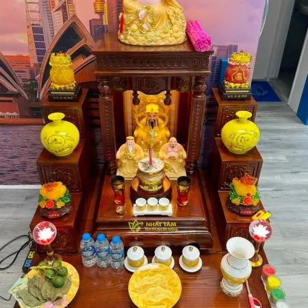 Bộ Thần Tài Ông Địa Gỗ Sồi - BTTT3015