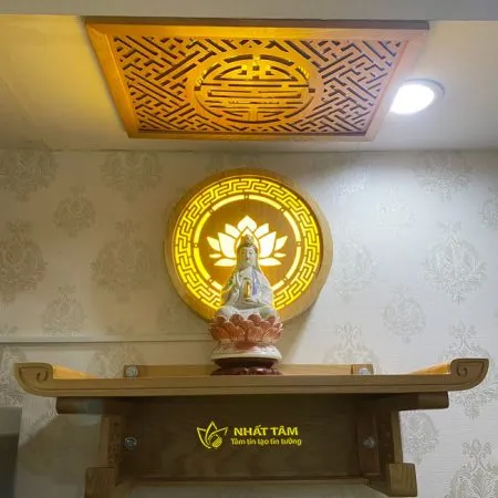 Bàn thờ Phật treo tường và tranh trúc chỉ - BTT5003
