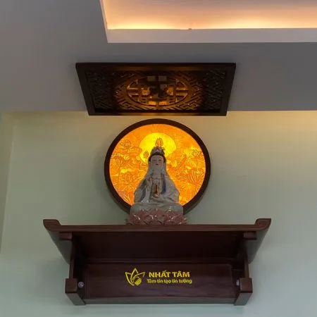 Bàn thờ Phật treo tường và tranh trúc chỉ - BTT5003