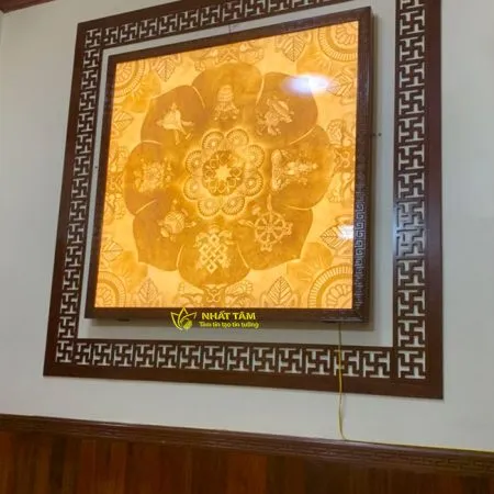 Tranh trúc chỉ phòng thờ Mandala hình vuông - TTC2005