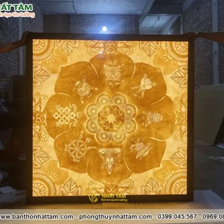 Tranh trúc chỉ phòng thờ Mandala hình vuông - TTC2005