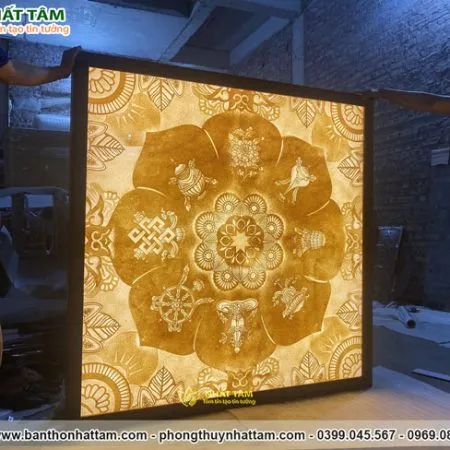 Tranh trúc chỉ phòng thờ Mandala hình vuông - TTC2005