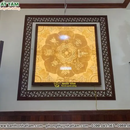 Tranh trúc chỉ phòng thờ Mandala hình vuông - TTC2005
