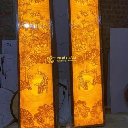 Cặp tranh trúc chỉ phòng thờ cá chép vàng - TTC2006