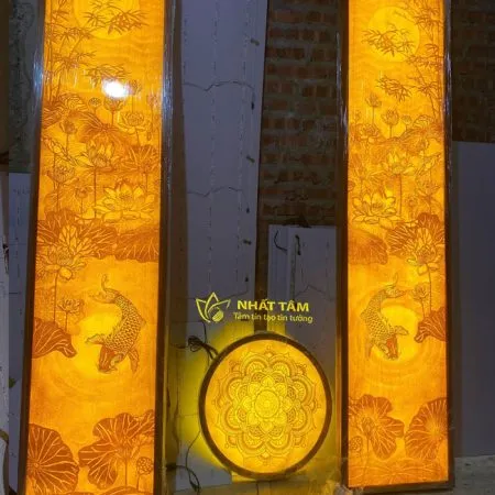 Cặp tranh trúc chỉ phòng thờ cá chép vàng - TTC2006
