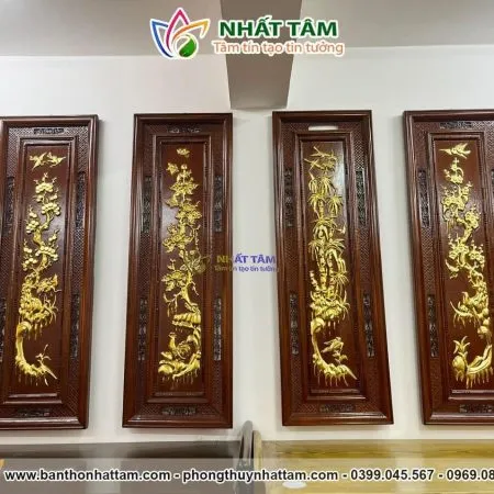 Tranh Gỗ Tứ Quý Tùng Cúc Trúc Mai - TTC2008