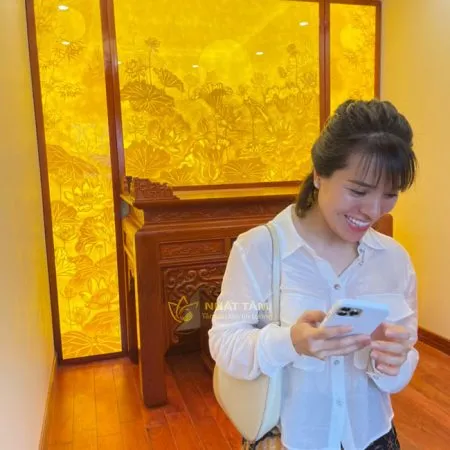 Tranh trúc chỉ phòng thờ hoa sen cao cấp - TTC2009