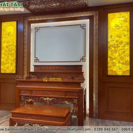 Tranh trúc chỉ phòng thờ hoa sen cao cấp - TTC2009