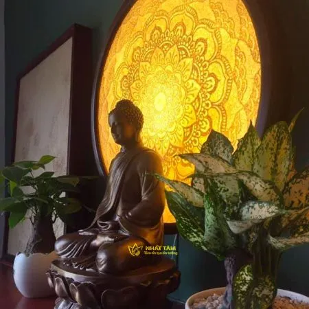Tranh trúc chỉ Mandala tròn mẫu - TTC2015