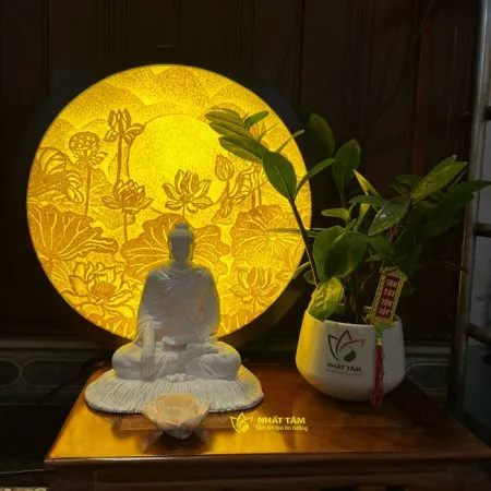 Tranh trúc chỉ hoa sen nở dưới ánh trăng - TTC2002
