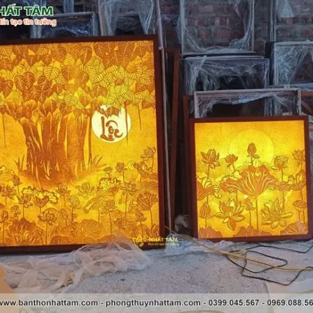 Tranh trúc chỉ Bồ Đề và Hoa Sen - TTC2001