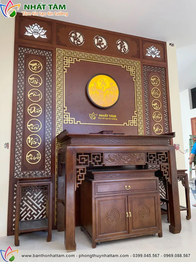 Phòng thờ Phật Trang Nghiêm Mẫu Đơn Giản - BD1028