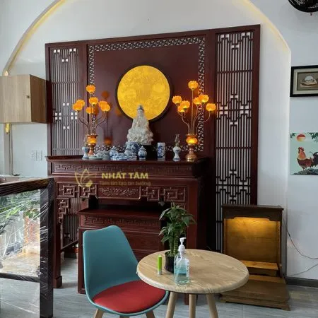 Phòng thờ Phật Trang Nghiêm Mẫu Đơn Giản - BD1028
