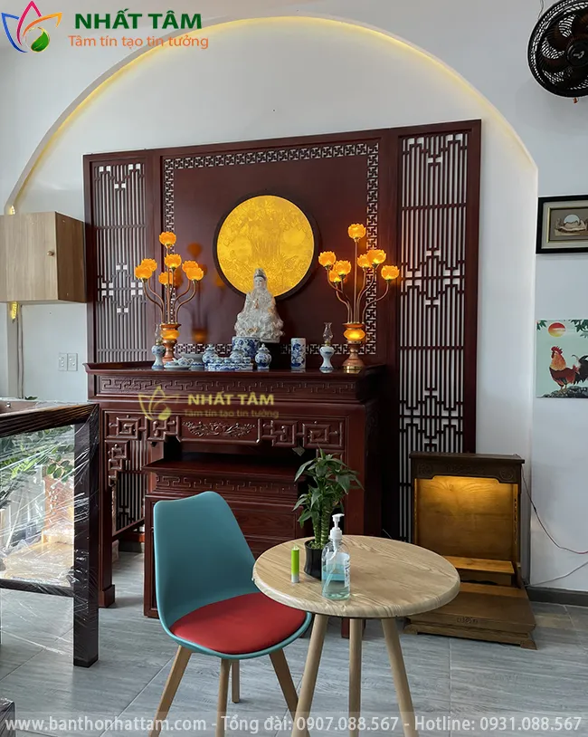 Phòng thờ Phật Trang Nghiêm Mẫu Đơn Giản - BD1028