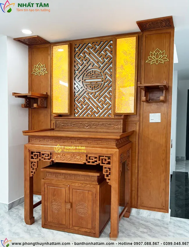 Bàn thờ Phật và gia tiên chung nhiều tầng