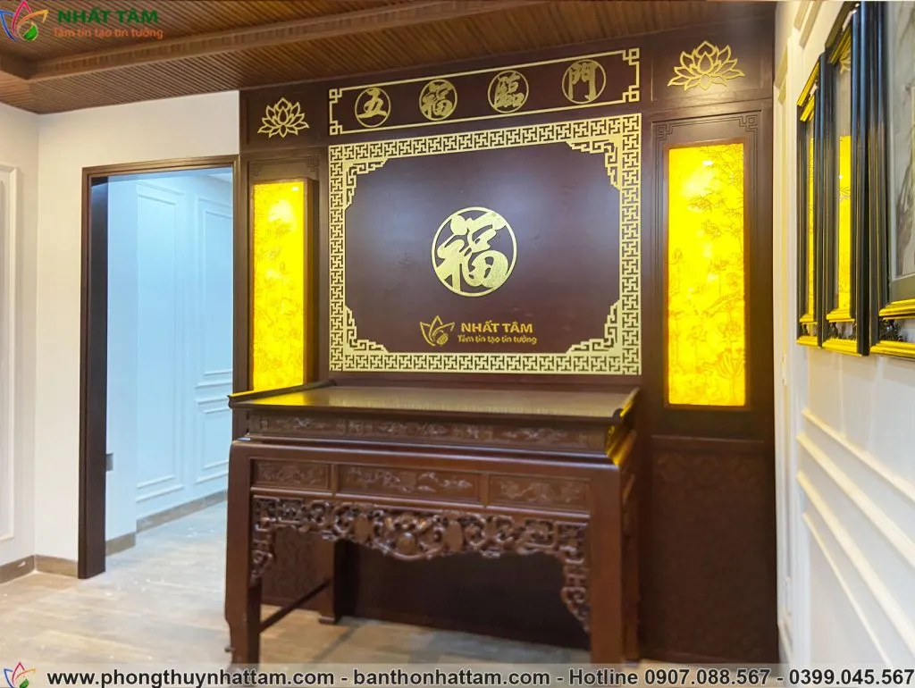 Dự án thiết kế và thi công bàn thờ gỗ Sồi Như Ý tại Hòa Xuân - Đà Nẵng của gia đình anh Xuân