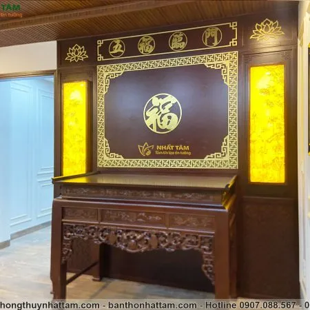 Dự án thiết kế và thi công bàn thờ gỗ Sồi Như Ý tại Hòa Xuân - Đà Nẵng của gia đình anh Xuân