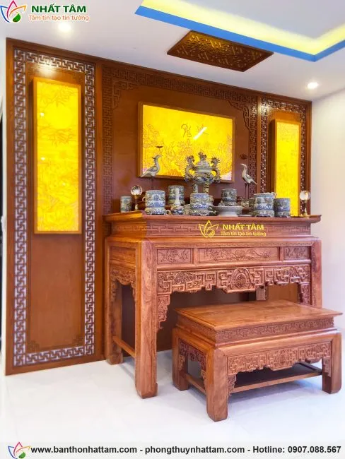 Thi công dự án bàn thờ đứng gia tiên tại Hương Thọ - Huế