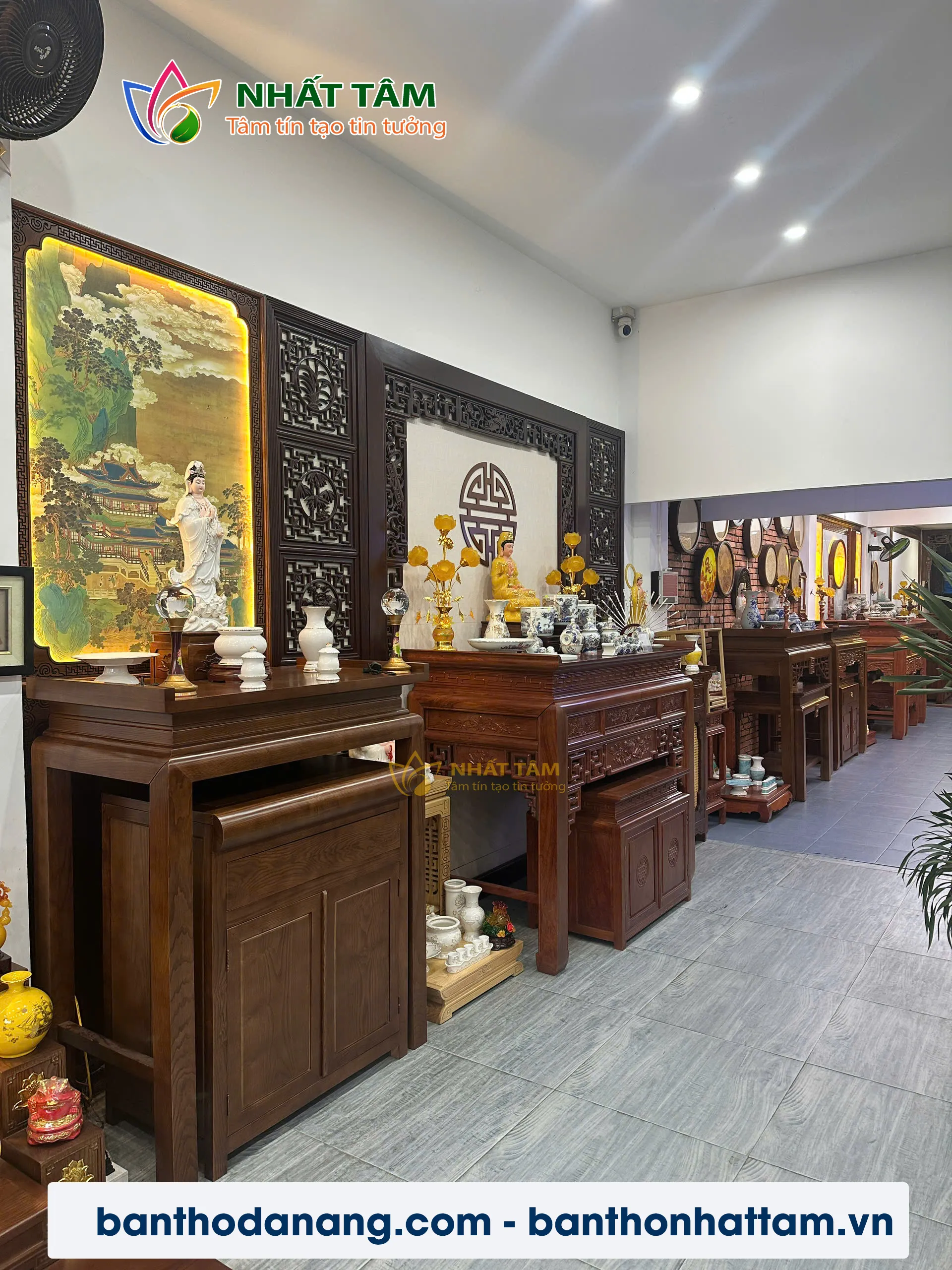 Mẫu bàn thờ Phật và gia tiên chung đẹp